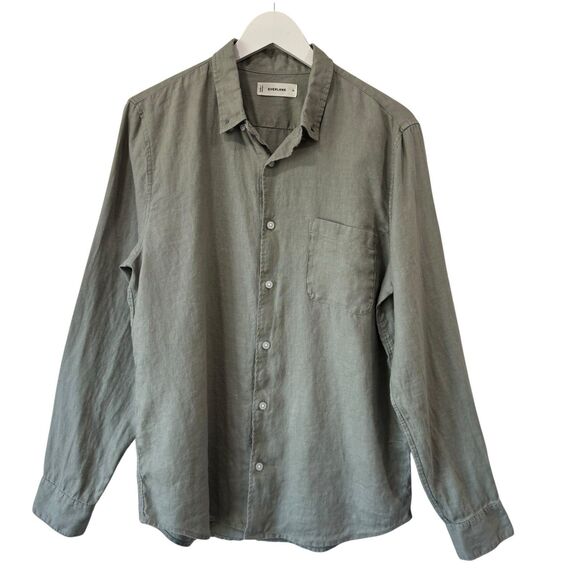 Everlane The Classic Linen Shirt Men Size M Sage Button Down Coastal Minimalist - Picture 1 of 10